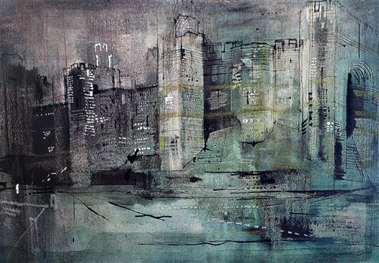 § John Piper (1903-1992) Caernarvon Castle (Levinson 200) 20 x 30in.
